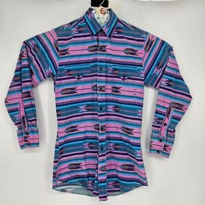 Vintage Panhandle Slim Shirt Mens 15.5 33 Southwestern Garth Rodeo Aztec USA